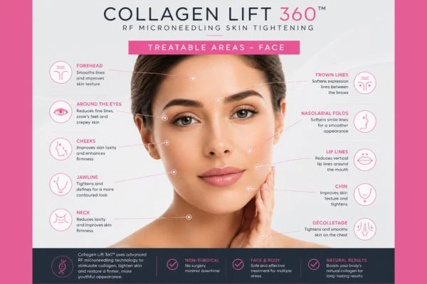 Collagen Lift 360 Gosport  to show areas of the face